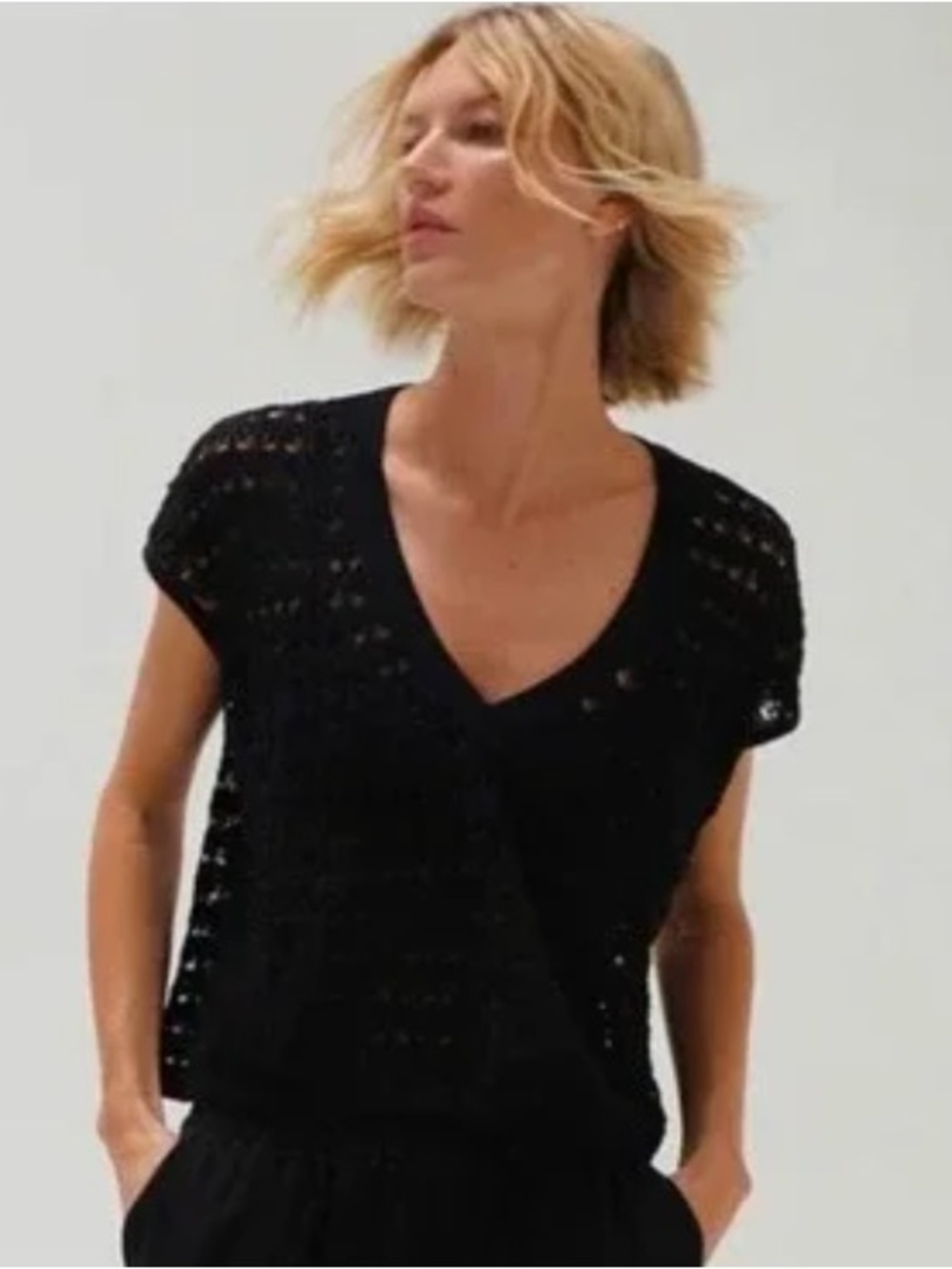 LNA Clothing Open Knit Sweater Tee
